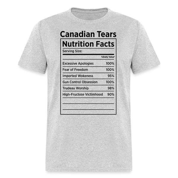 Canadian Tears Nutrition Facts T Shirt - heather gray