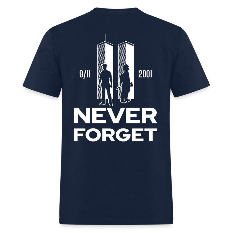 September 11 Police & Firefighter Tribute T Shirt - navy