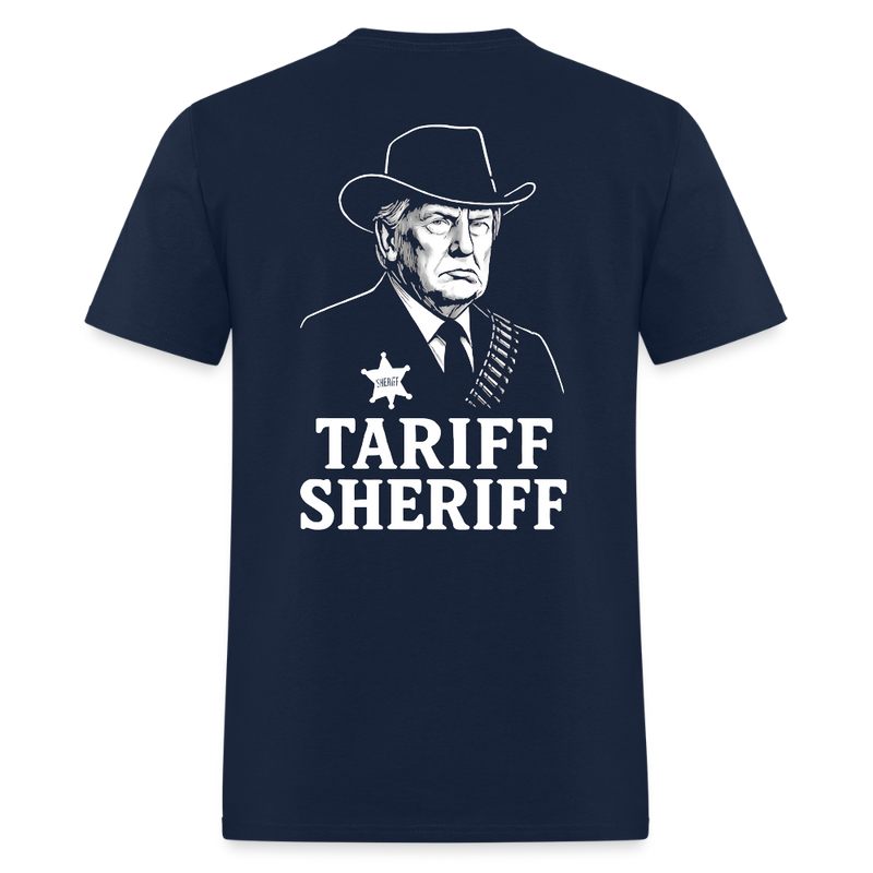 Trump Cowboy Tariff Sheriff T Shirt - navy