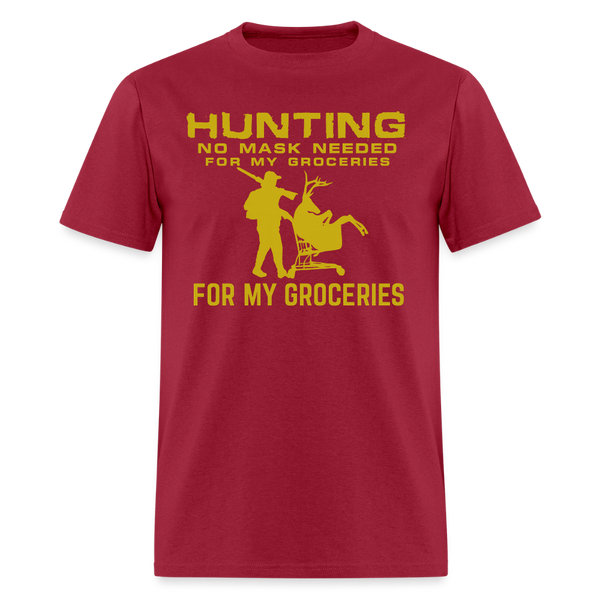 Hunting No Mask Needed T Shirt - dark red