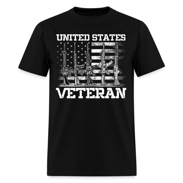USA Flag and Veteran T Shirt - black