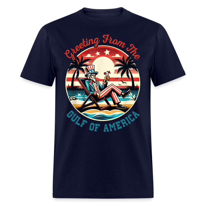 Greeting From The Gulf Of America T Shirt - navy