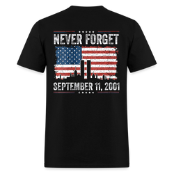 Never Forget  American Flag T Shirt - black