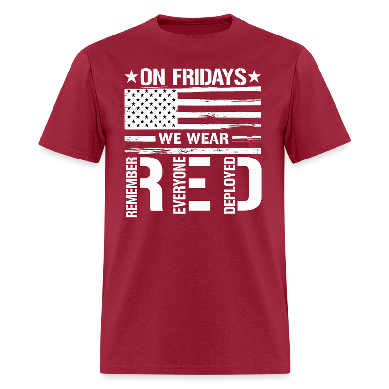 On Friday We Wear RED T Shirt - dark red