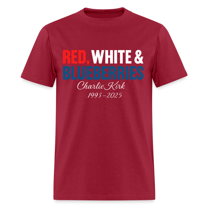 Red White and Blueberries Charlie Kirk T Shirt - dark red