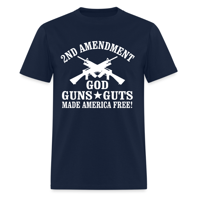 2nd Amendment God Guns Guts T Shirt - navy