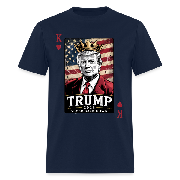 Trump 2028 Never Back Down T Shirt - navy