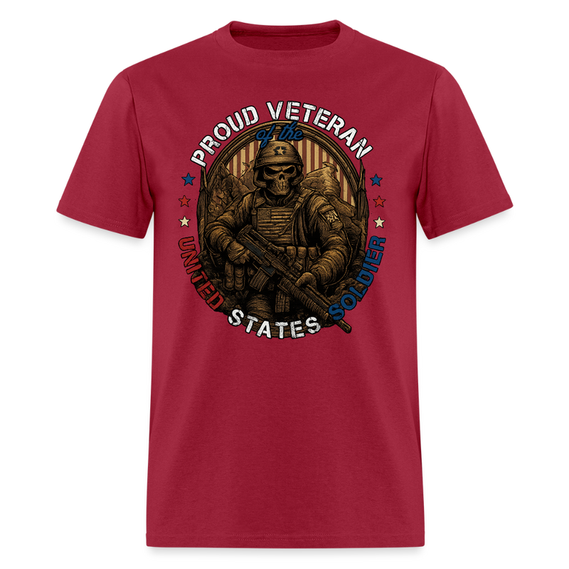 Proud Veteran T Shirt - dark red