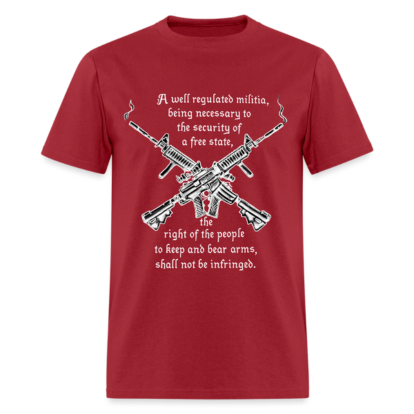 A Well Regulated Militia T Shirt - dark red