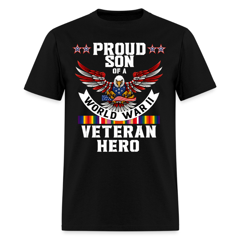 Proud Son of a World War Veterans T Shirt - black