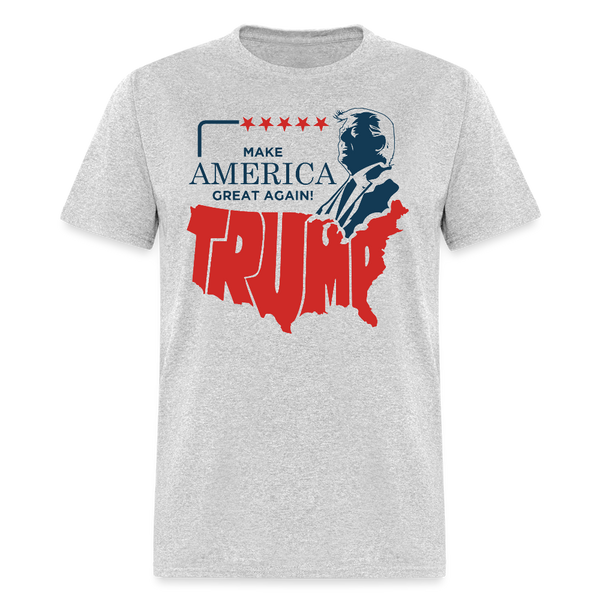 Trump Make America Great Again Map T Shirt - heather gray