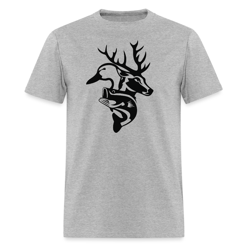 Deer Duck Fish Hunting T Shirt - heather gray