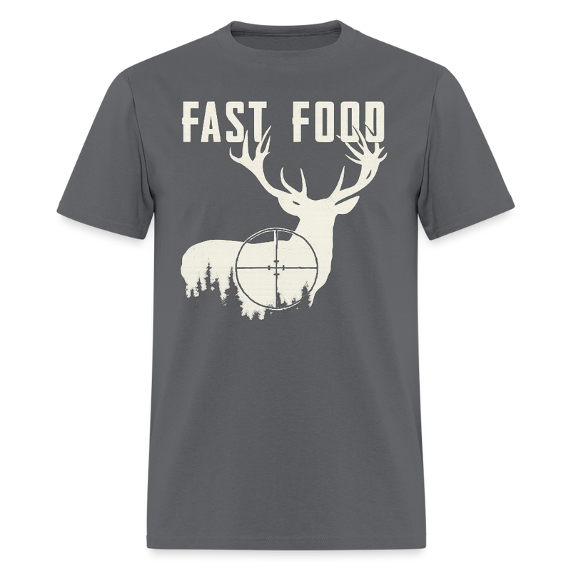 Fast Food Deer Hunting T Shirt - charcoal
