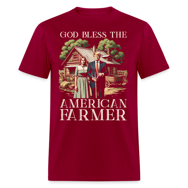 God Bless The American Farmer T Shirt - dark red