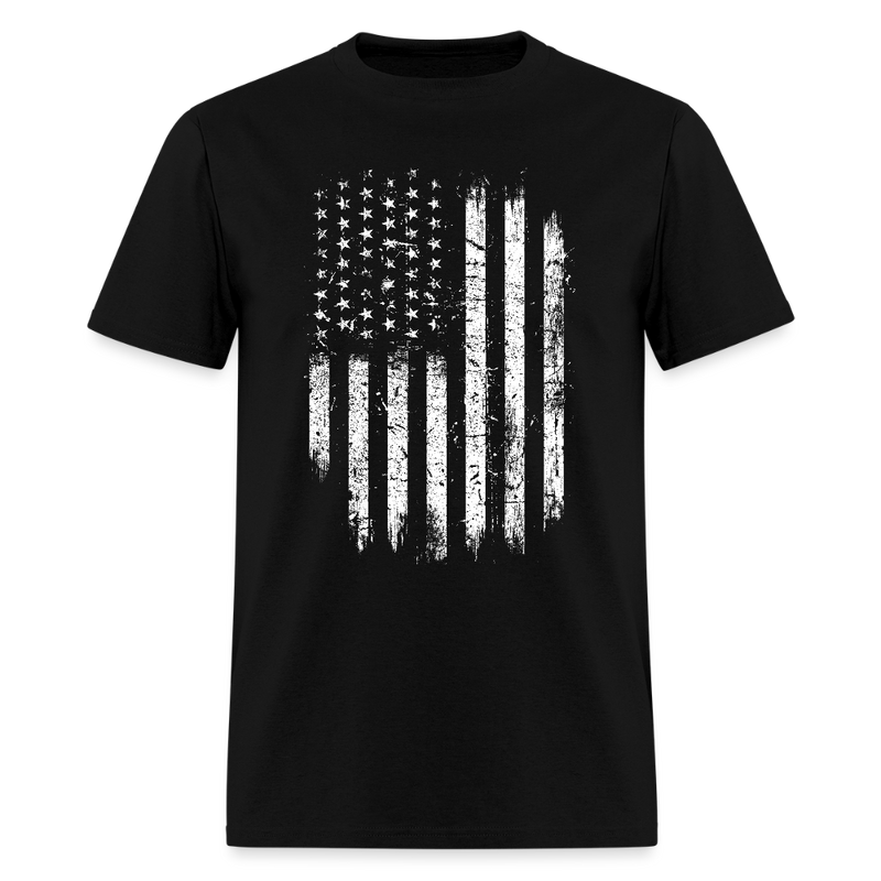 Grunge USA Flag Patriotic T Shirt - black