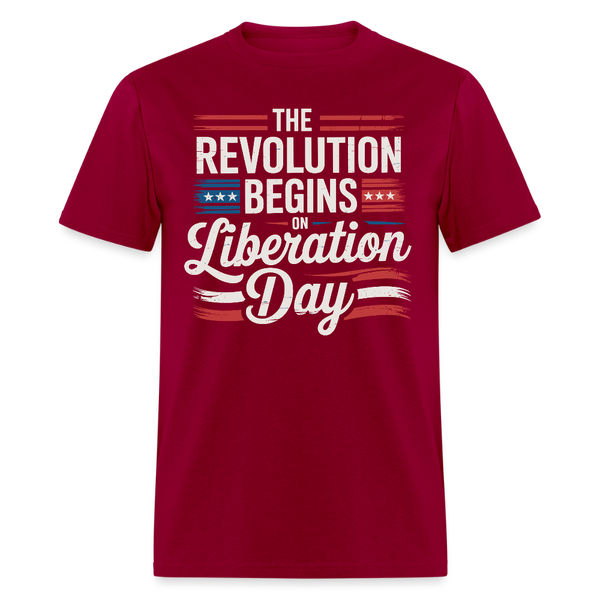 The Revolution Begins on Liberation Day T Shirt - dark red
