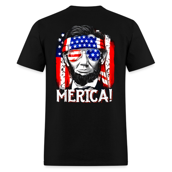 Merica Abraham Lincoln T Shirt - black