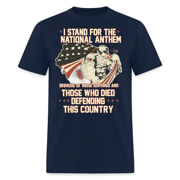 I Stand for the National Anthem Veteran T Shirt - navy