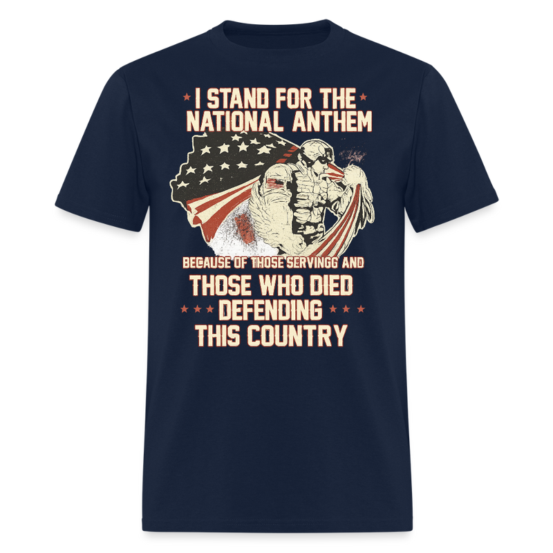 I Stand for the National Anthem Veteran T Shirt - navy