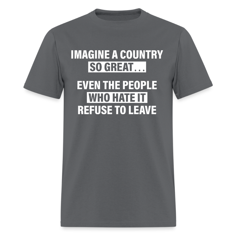 Imagine A Country So Great T Shirt - charcoal