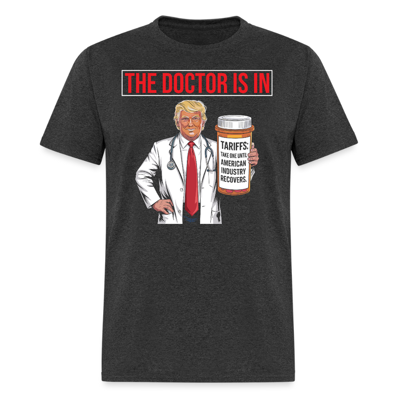 The Doctor Is In T Shirt - heather black