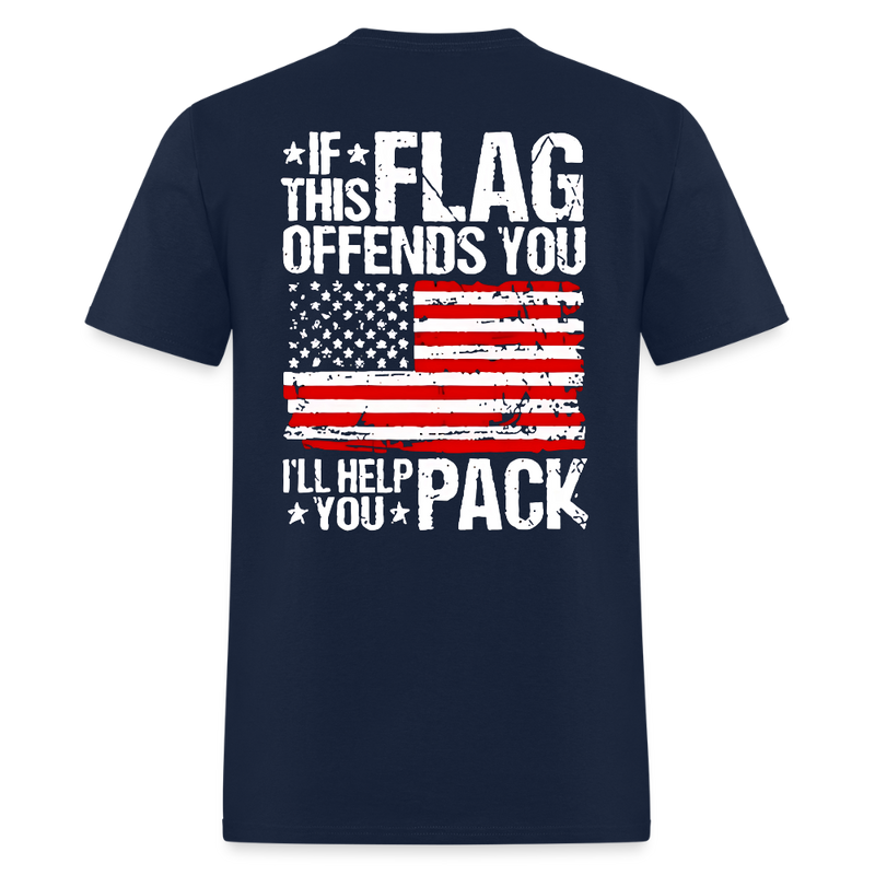 If This Flag Offends You I'll Help You Pack Back Print T Shirt - navy