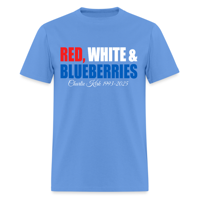 Red White and Blueberries Charlie Kirk 1993-2025 T Shirt - carolina blue