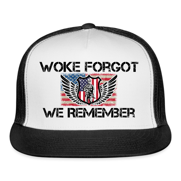 Woke Forgot We Remember Trucker Hat - white/black
