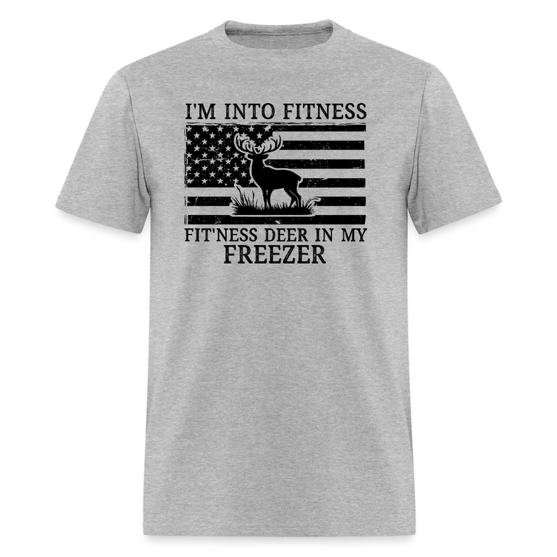 Fitness Deer in My Freezer T Shirt - heather gray
