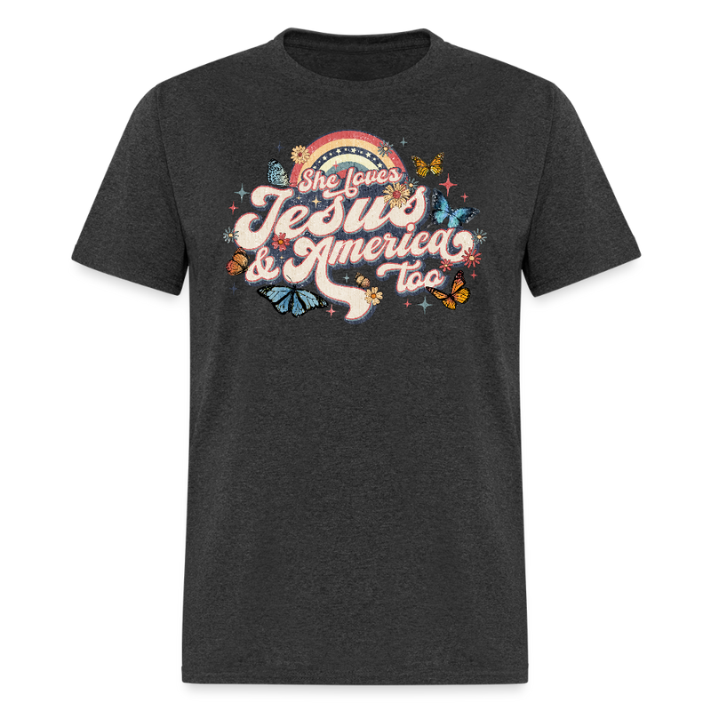 She Loves Jesus And America Too T Shirt - 2 - heather black