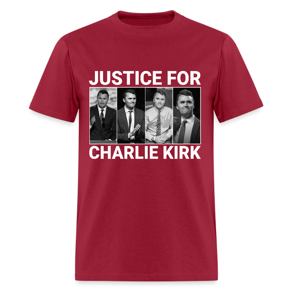 Justice For Charlie Kirk T Shirt - 3 - dark red