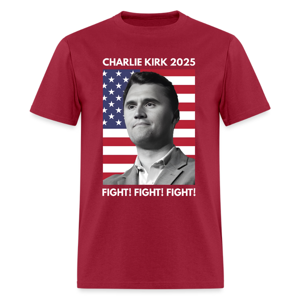 Charlie Kirk 2025 Fight T Shirt - dark red