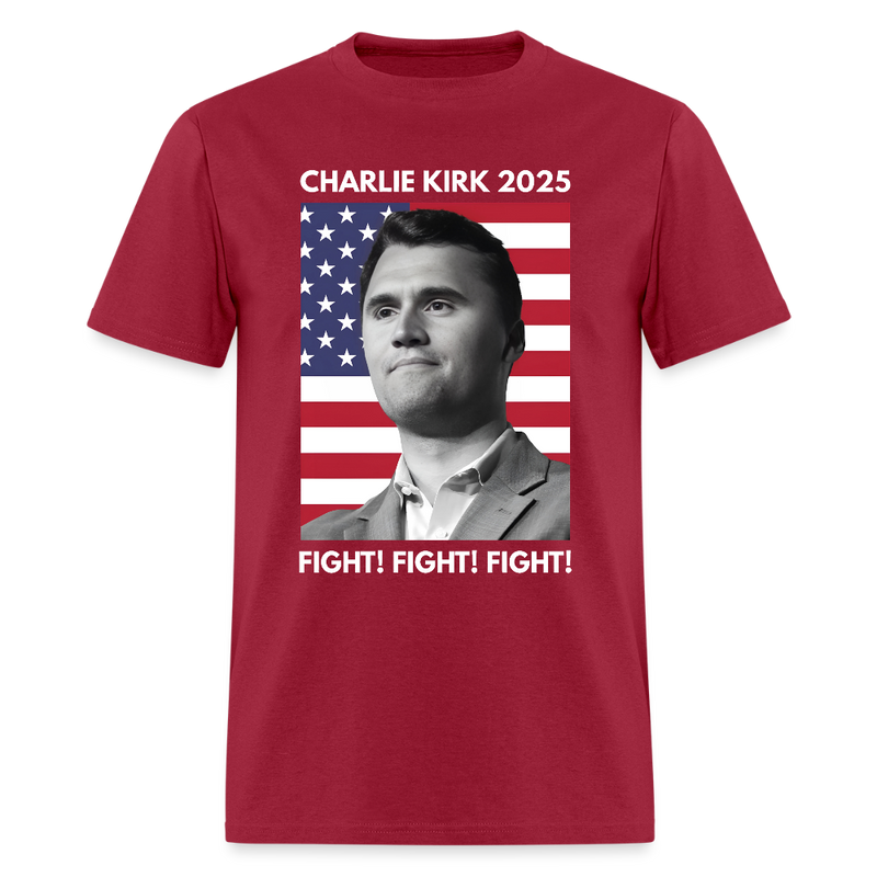Charlie Kirk 2025 Fight T Shirt - dark red