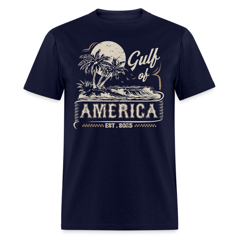 Gulf of America Est. 2025 Retro Beach T Shirt - navy