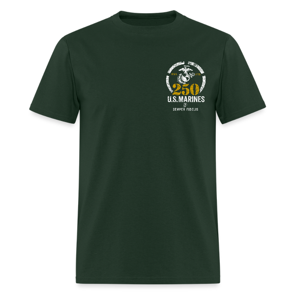 250th United States Marines Semper Fidelis Est. 1775 T Shirt - forest green