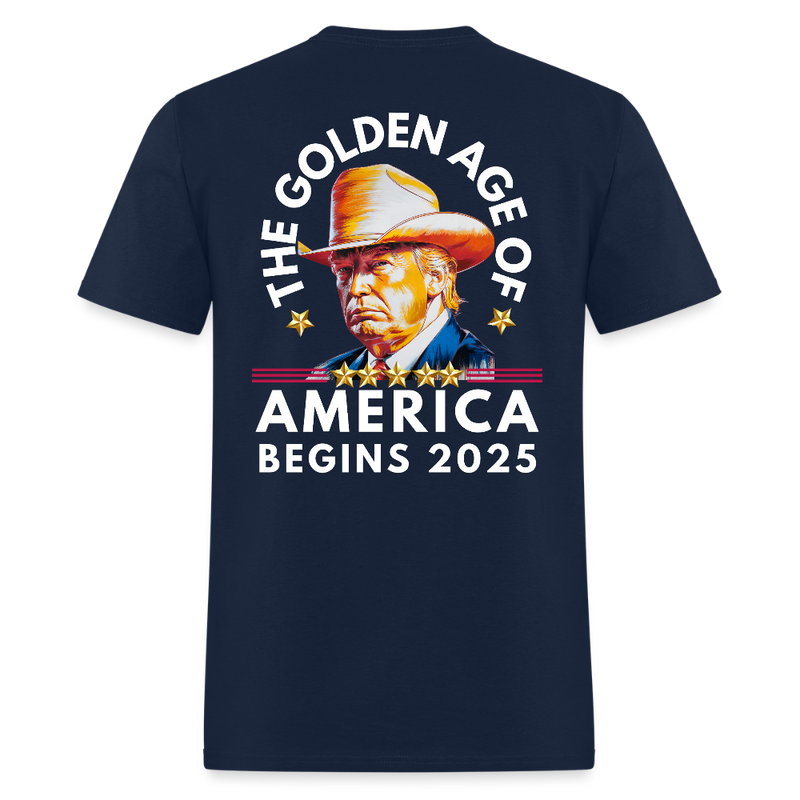 The Golden Age Of America Begins 2025 T Shirt - navy