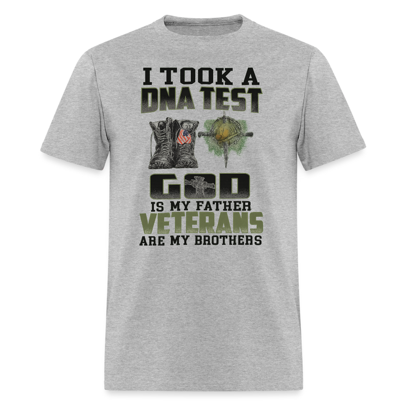 I Took a DNA and God is My Father Veteran T Shirt - 3 - heather gray
