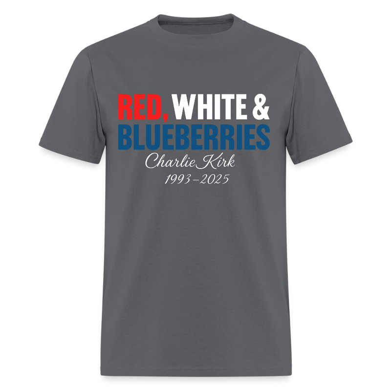 Red White and Blueberries Charlie Kirk T Shirt - charcoal