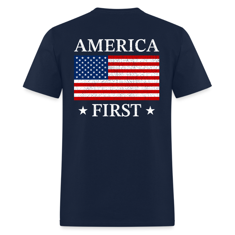 America First Back Print T Shirt - navy