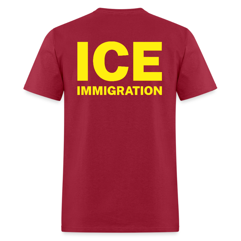 ICE Immigration T Shirt - dark red