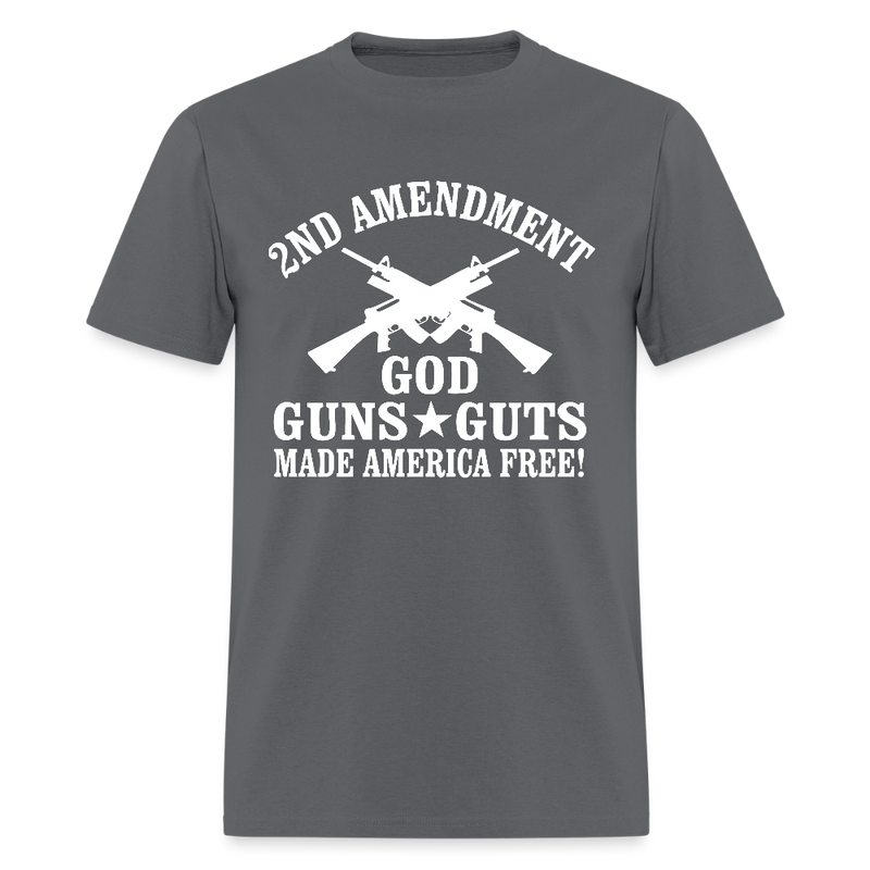 2nd Amendment God Guns Guts T Shirt - charcoal