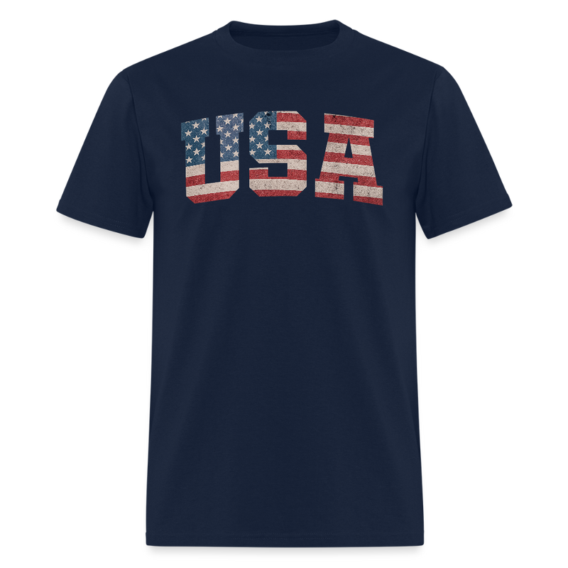 USA US Flag Patriotic 4th of July Retro T Shirt - navy