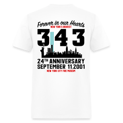 Forever In Our Hearts 343 New York's Bravest Back Print T Shirt - white