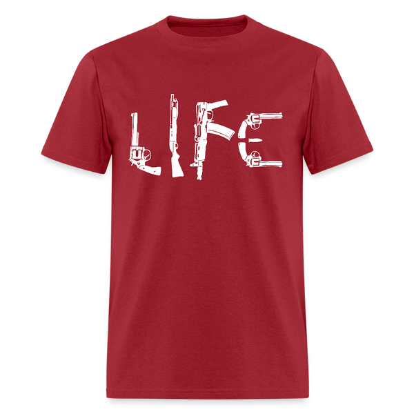 Guns Life T Shirt - dark red