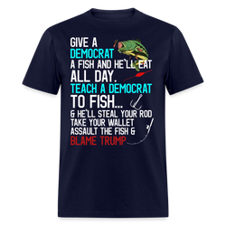 Republican Saying Teach A Democrat Fish Conservative T Shirt - navy
