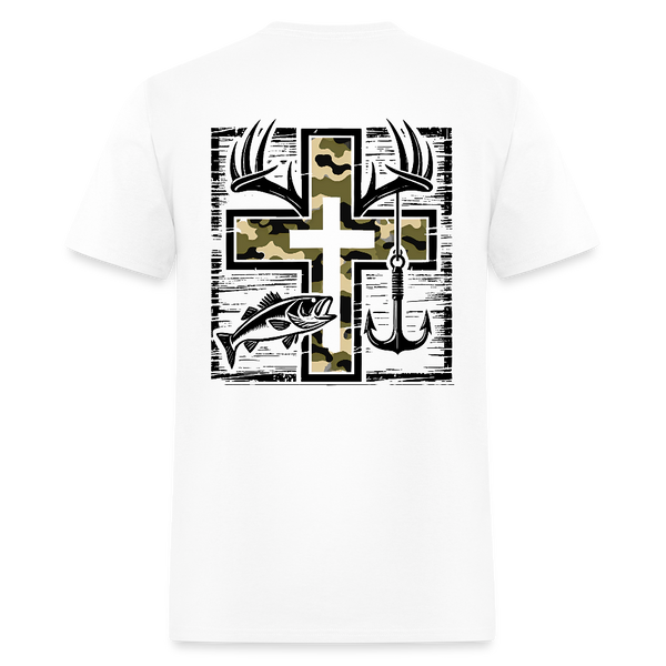 Camouflage Cross Fishing T Shirt - white