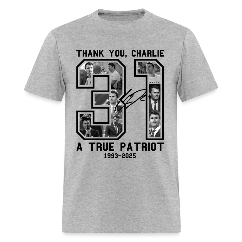 Thank You Charlie A True Patriot T Shirt - heather gray