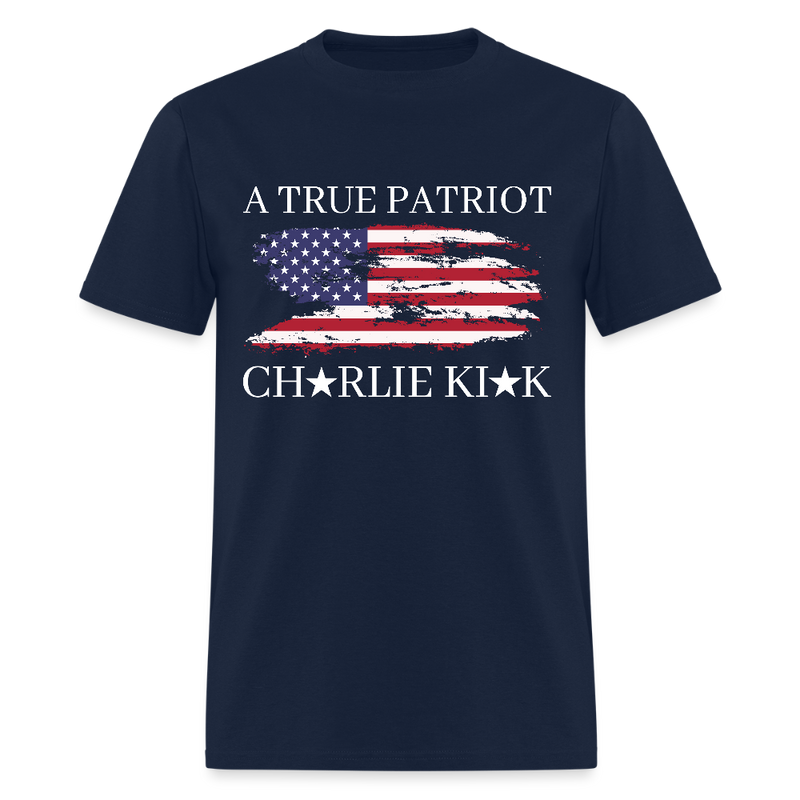 Charlie Kirk A True Patriot USA Flag T Shirt - navy