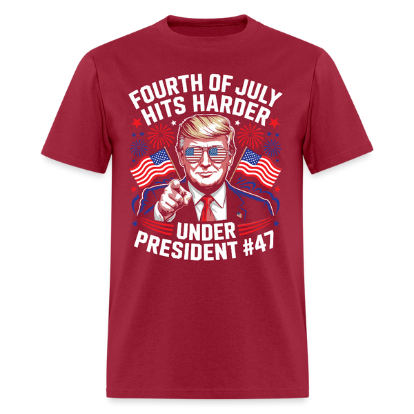 Fourth Of July Hits Harder Under President #47 T Shirt - dark red