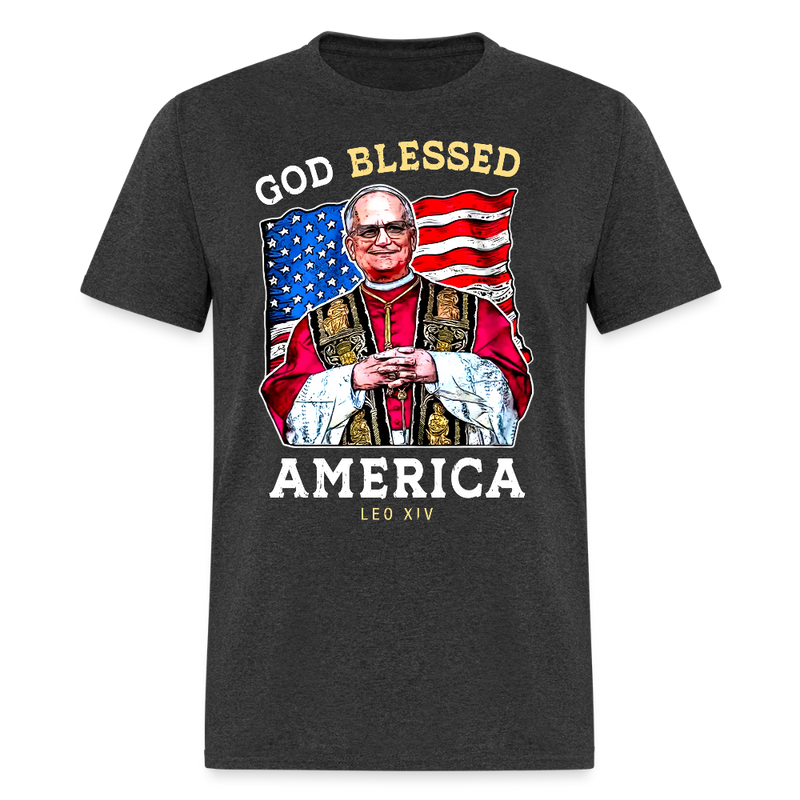 God Bless America Leo XIV T Shirt - heather black